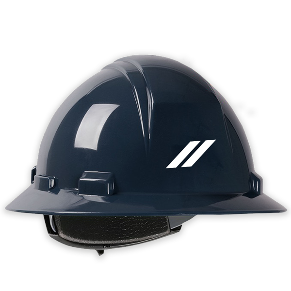 branded products for manufacturing and utilities, like these hard hats!