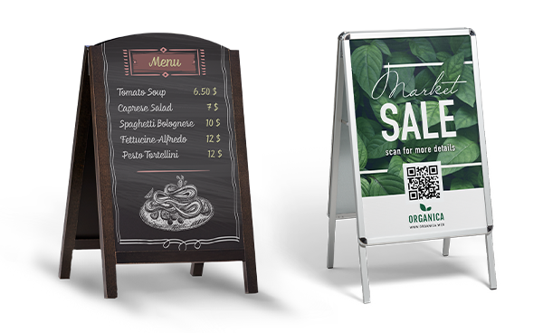 A-frames and chalkboard signs