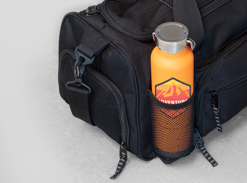 Branded water bottles or bags showcasing your business.